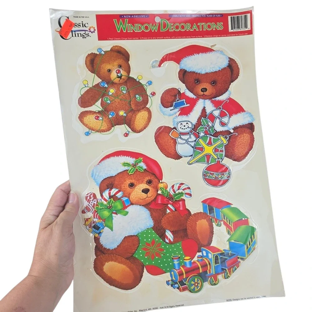 Lot of 9 Color Clings Christmas Window Decorations Reusable Vtg 2000s READ